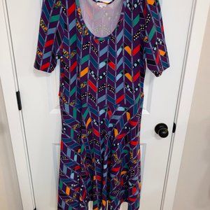 Colorful Purple Dress LuLaRoe Nicole Vault 3XL